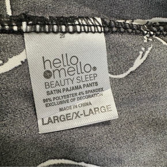 Hello Mello Sleepwear Black Pajama Pants with White Heart Design - Picture 9 of 12